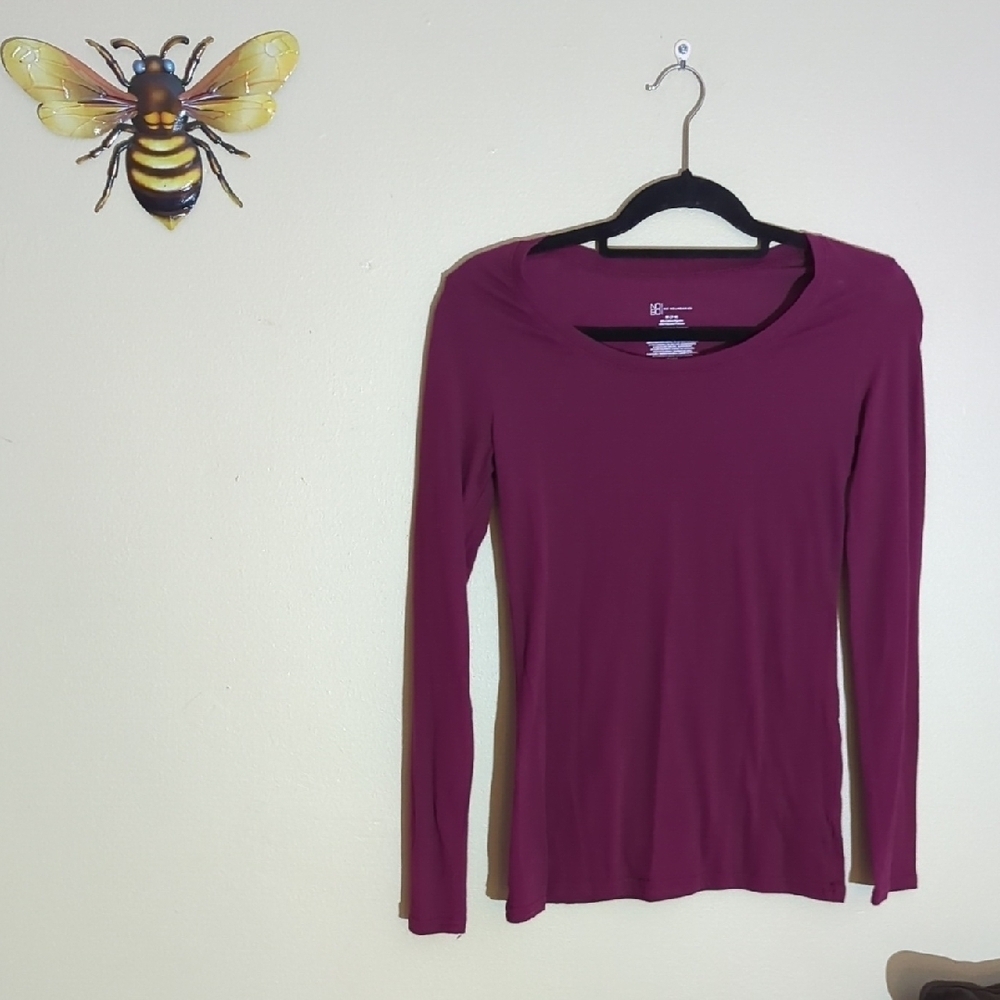 No Boundaries Fitted Red and Purple Long Sleeve Tee